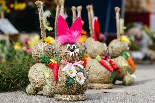 Ostern, Hase, Dekoration, Boot, Stroh