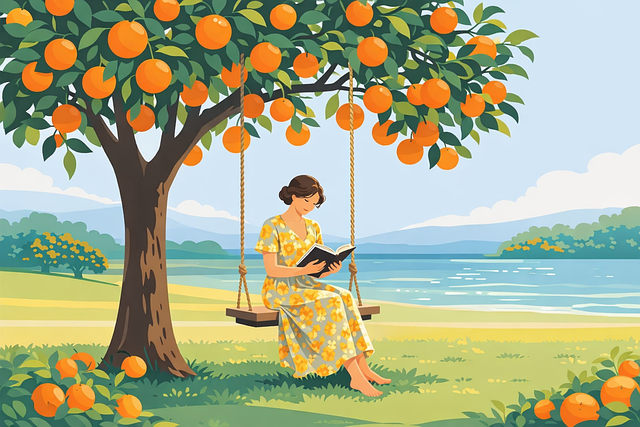 Free woman reading book illustration