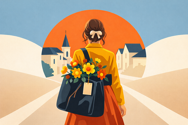 De Lente, Vrouw, Bloemen, Stad