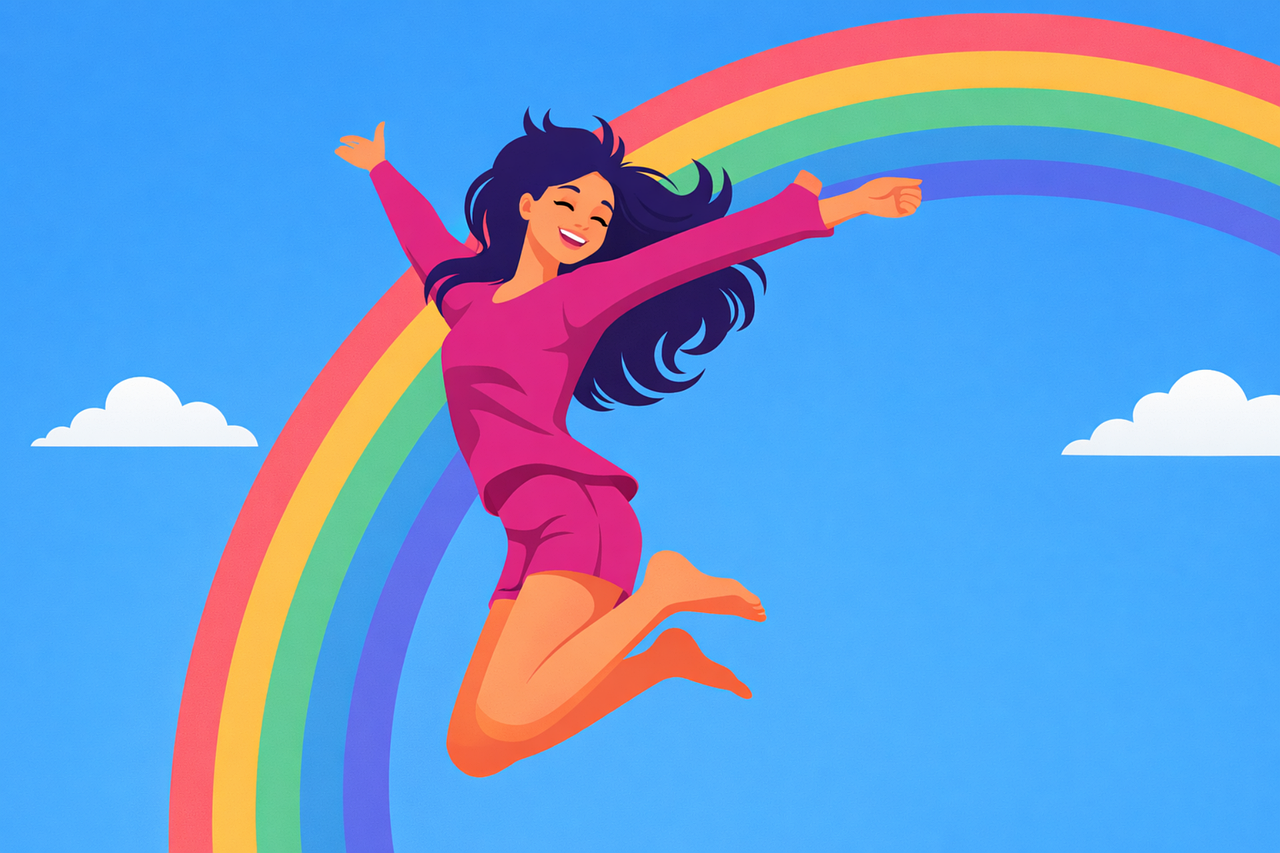 Download Rainbow, Spring, Happy Woman. Royalty-Free Vector Graphic ...