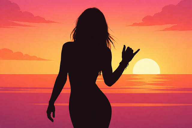 Free silhouette woman sunset vector