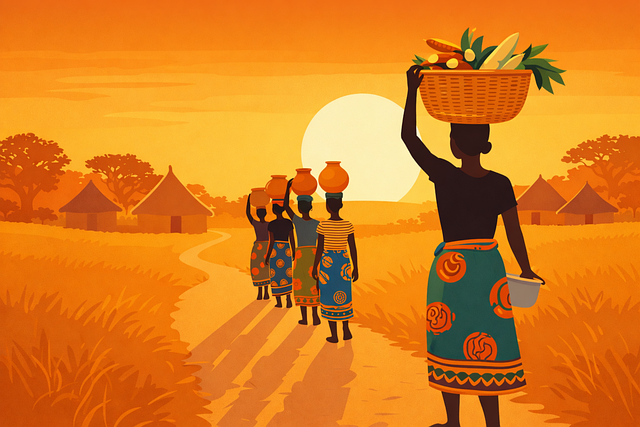 Free african women africa village sunset vector