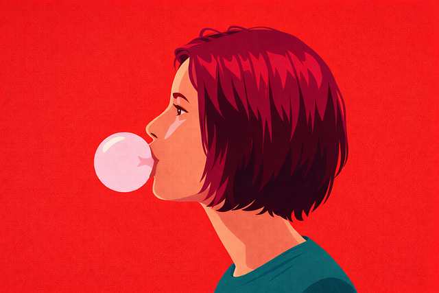 Free bubble gum girl woman vector