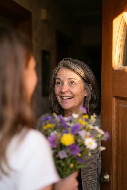 Free surprise flowers greeting illustration