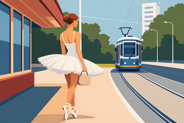 Free ballerina tram urban illustration