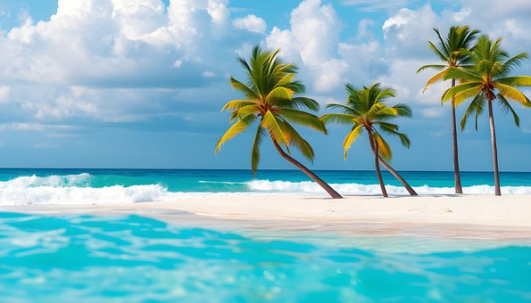 Beach, Havet, Hav, Palm, Palmetre