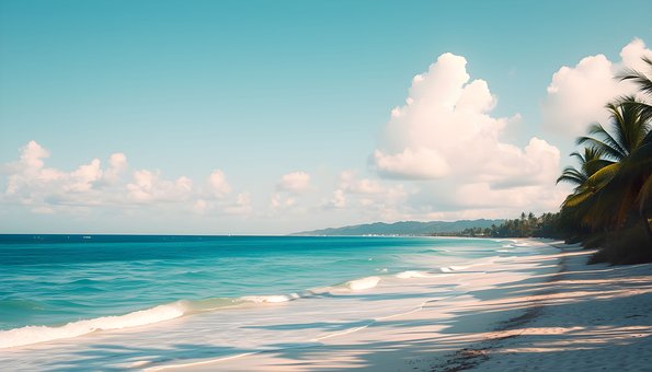 Beach, Havet, Hav, Bølger, Vann, Palm