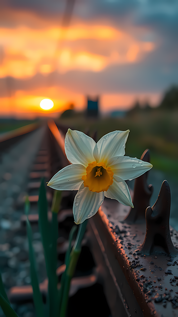 Free Flower Railroad Tracks photo and picture