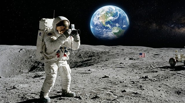 Free space moon astronaut illustration