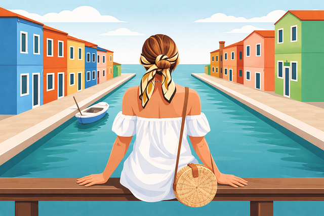Free canal colorful houses travel vector