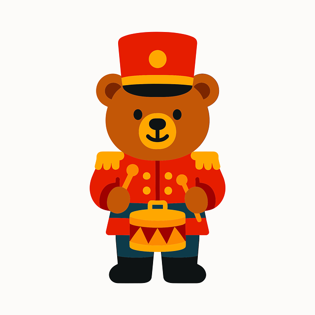 Free bear soldier drummer vector