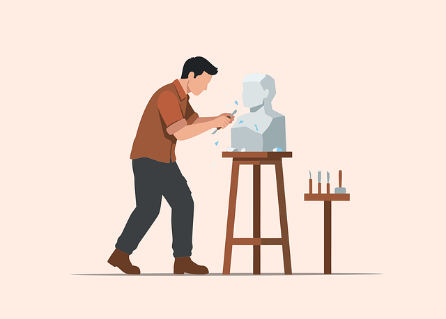 Free sculptor artist carving vector
