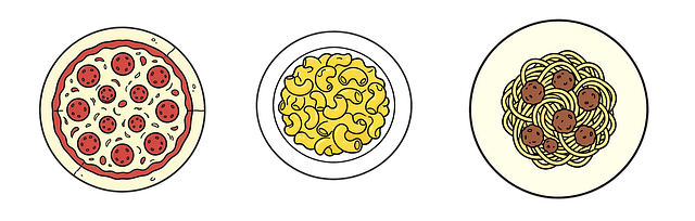 Pizza, Mac N Cheese, Spaghetti