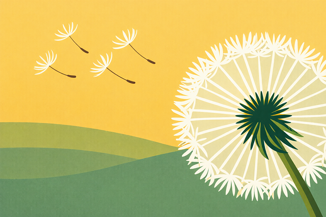 Free dandelion seeds blowing vector