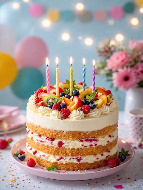 Free birthday cake happy birthday candles illustration