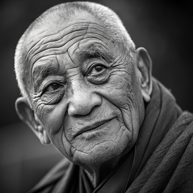 Free portrait elderly black and white illustration