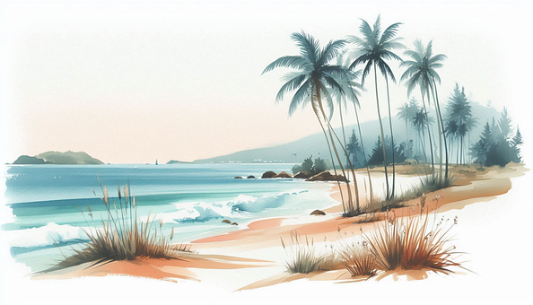 Beach, Havet, Hav, Bølger, Palm