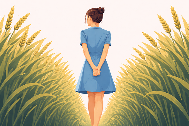 Free woman wheat field nature illustration