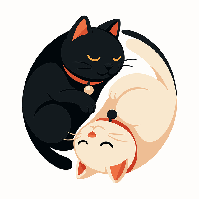Free cat cuddle sleep vector