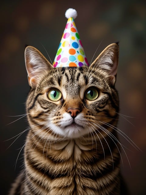 Free Cat Birthday Hat illustration and picture