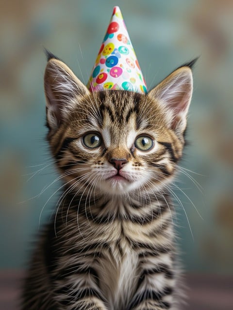 Free Cat Cat With Party Hat illustration and picture