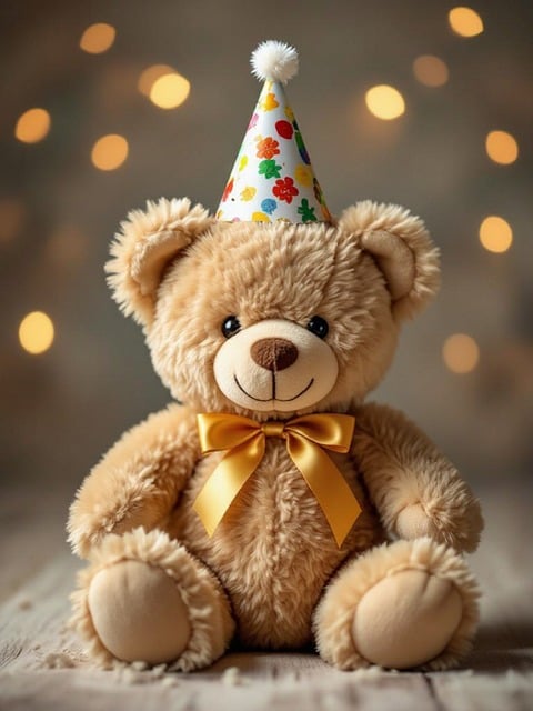Free Teddy Bear Birthday Hat illustration and picture