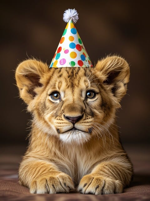 Free Lion Cub Party Hat illustration and picture