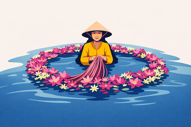 Free spring flowers woman illustration