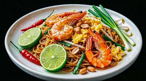 Rejer, Nudler, Citron, Æg, Asiatisk Mad