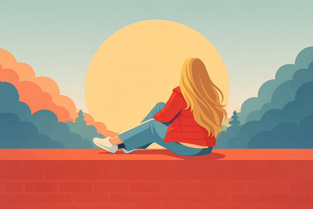 Free woman sunset calm illustration