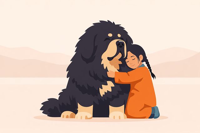 Free child dog friendship illustration
