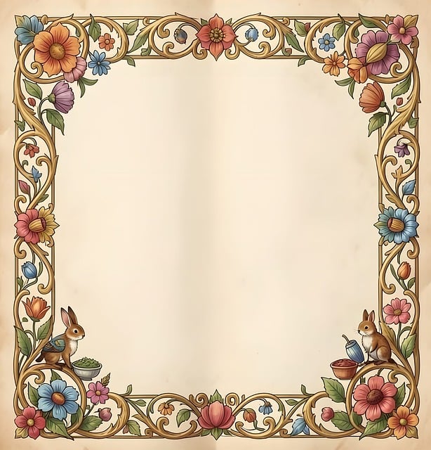 Ramme, Grænse, Blomster, Årgang
