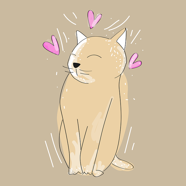 Desenho Animado, Gato, Coração