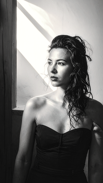 Mujer, Pose, Oscura Luz, Reflexión