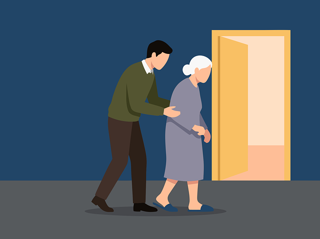 Free caregiver elderly person assistance vector