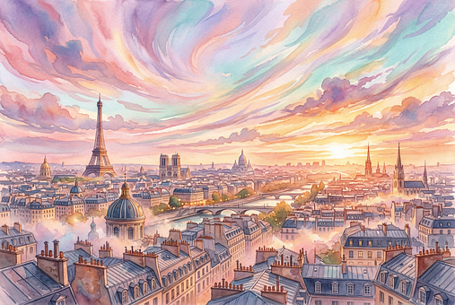 Paris, Vandfarver, Eiffeltårnet