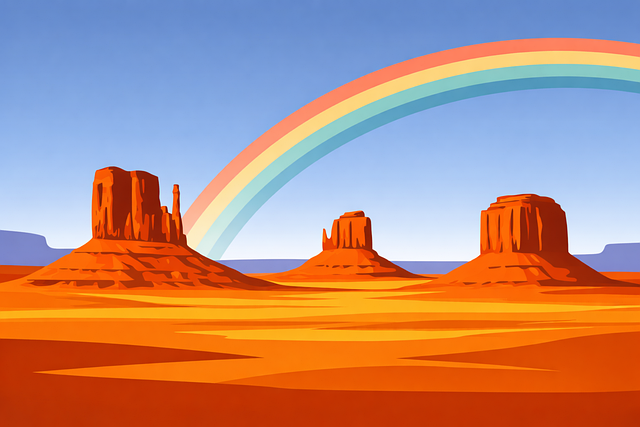 Free monument valley desert landscape rainbow vector