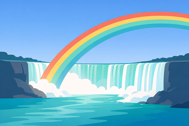 Free niagara falls waterfall rainbow illustration