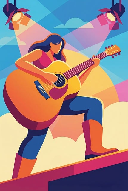 Free guitar acoustic spotlight illustration