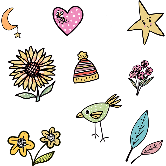 Free doodle flowers hand drawn illustration