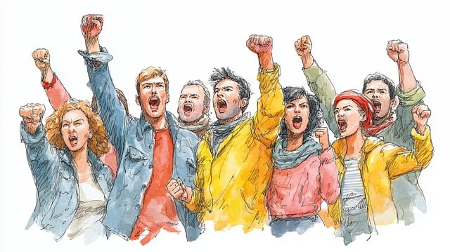 Free people group protest illustration