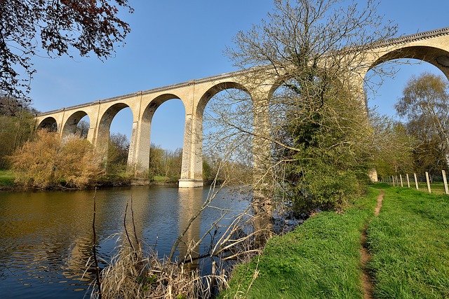 Viadukt, Flod, Natur, Træ, Forår, Bue