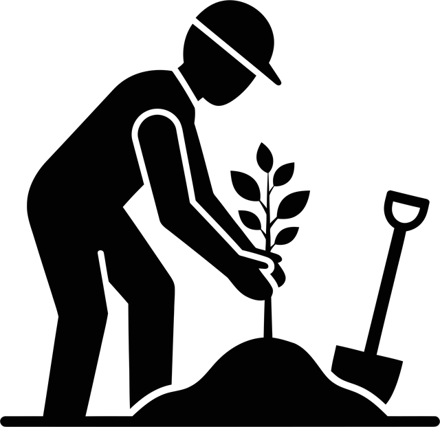 Free planting tree person vector