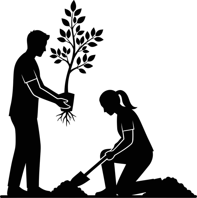 Free tree planting sapling vector