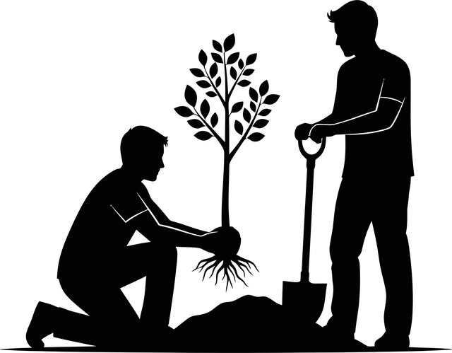 Free tree planting men vector