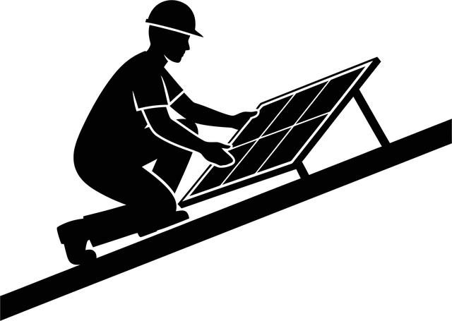 Free solar panel installation worker vector
