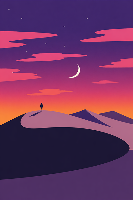 Free desert night moon vector