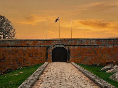 Vesting, Zonsondergang, Uruguay, Vlag