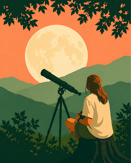 Free night woman telescope vector