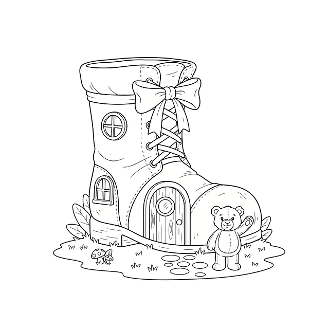 Free line art boot building cartoon illustration